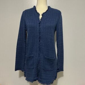 CAbi Duchess Blue Knit Long Cardigan size M